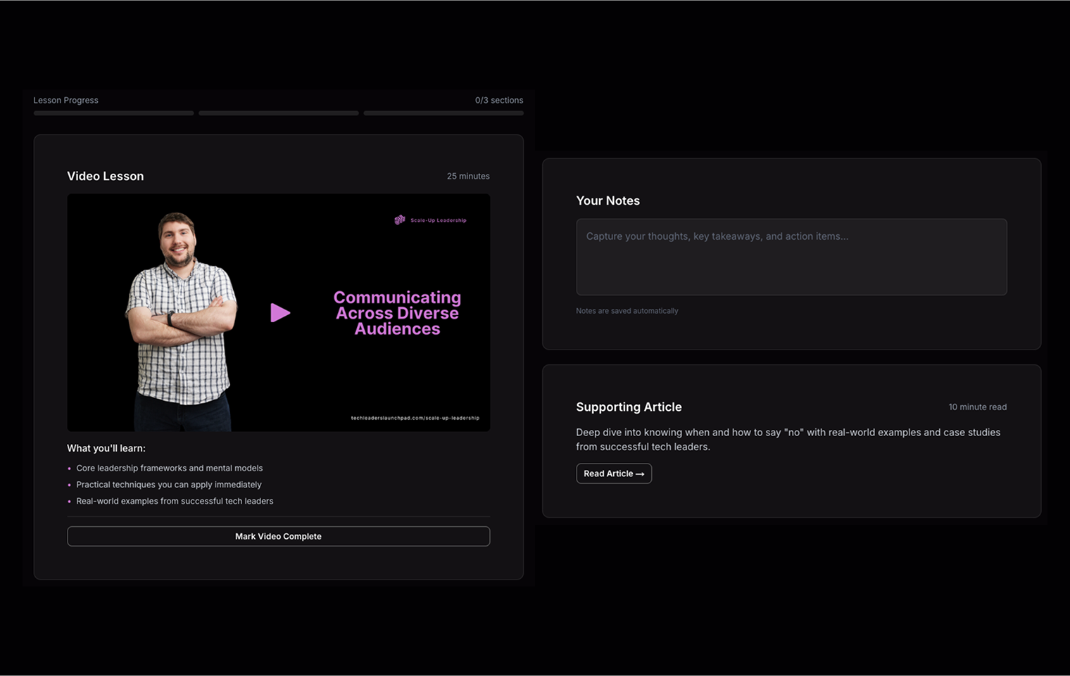 Learning is broken down into small sections